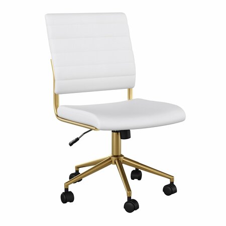 Martha Stewart Ivy Upholstered Office Chair in White/Polished Brass CH-220921-1-WH-GLD-MS